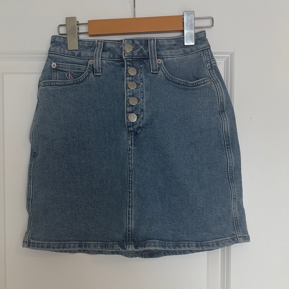 Calvin Klein Blue Denim Mini Skirt